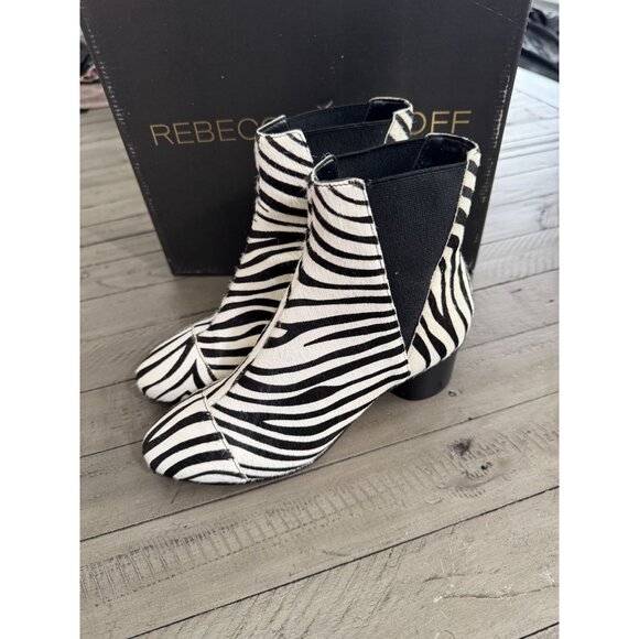 Rebecca Minkoff Izette Too Zebra Calf Hair Ankle Boots Booties Size 6 - Picture 3 of 9